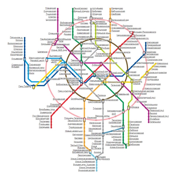 Карта метро Москвы с активными ссылками